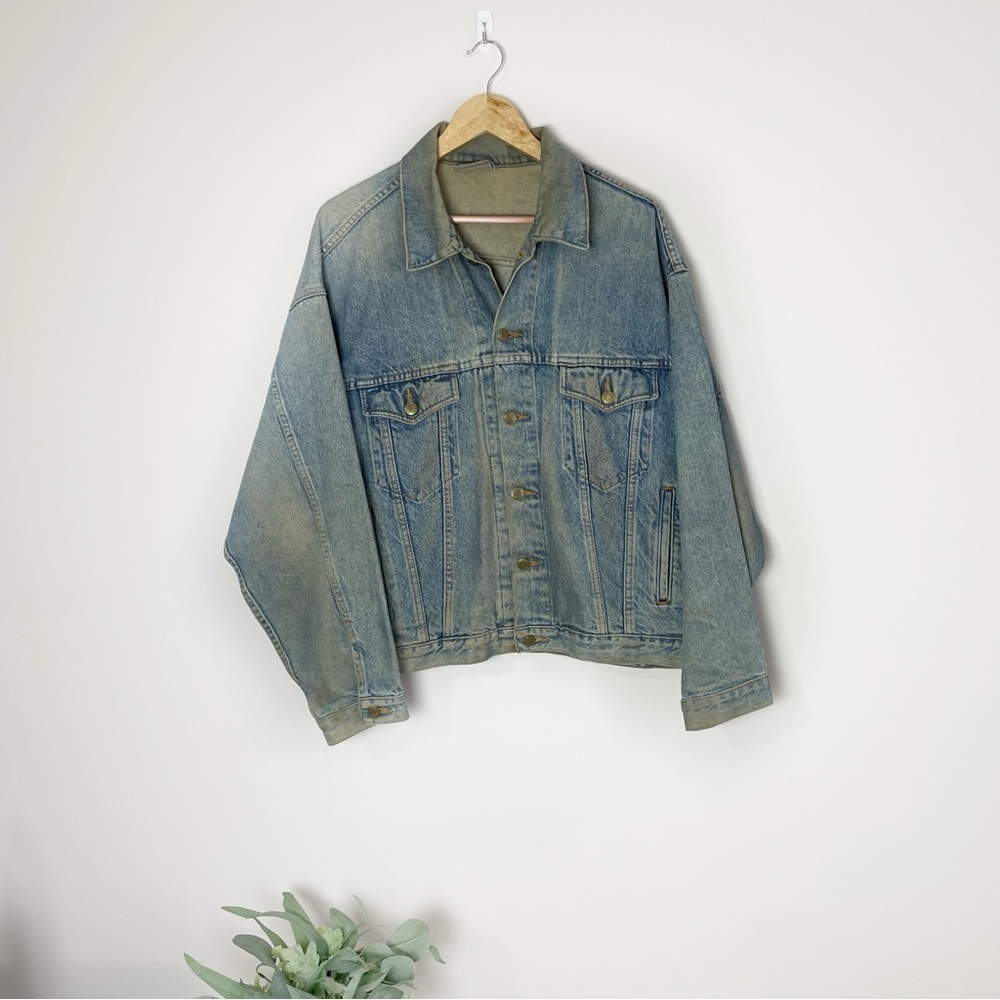 Vintage Thrashed Worn Distressed Mac Tools Racing Embroidered Denim Jacket